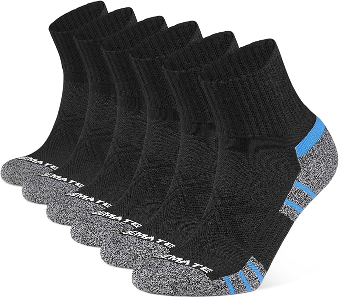 Pack 6 calcetines deportivos CLOSEMATE tobilleros negros acolchados para pickleball
